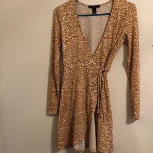 Never Worn Mustard & White Long Sleeve Wrap Dress